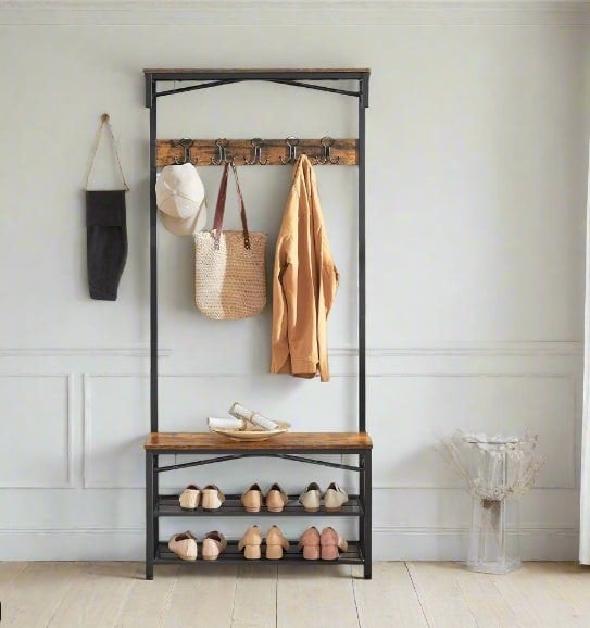 Modcraft Industrial Coat Rack with Bench and Shoe Rack