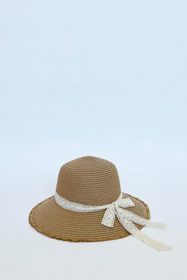 Lace Ribbon Straw Sun Hat - svnx