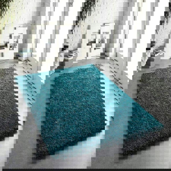 Plush Dark Teal Shaggy Rug | Modern Comfort | The Rugs