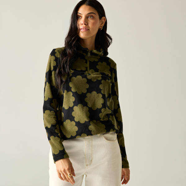 Regatta Womens Orla Kiely Sun Daisy Half Zip Fleece - Olive
