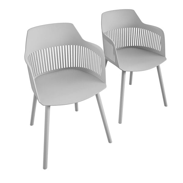 Dorel Home CL Camelo Resin Chairs 2PK with open back in light grey