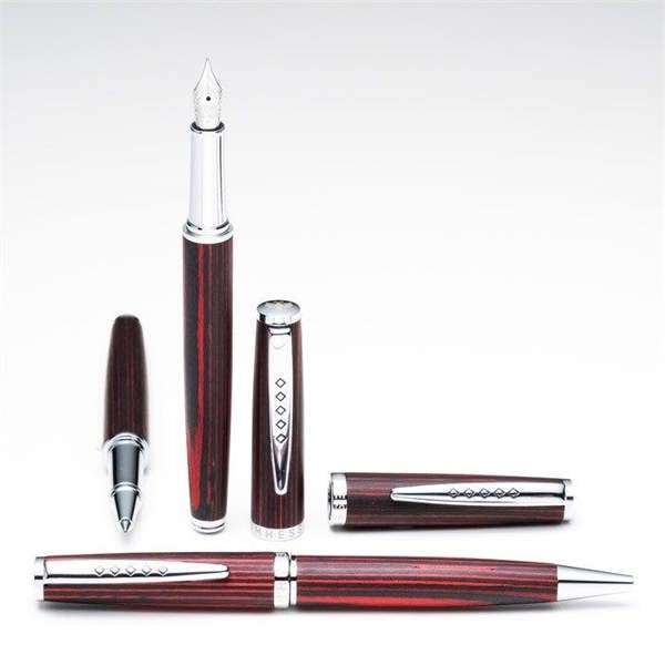Tom Hessin Edinburgh Collection Forth Bridge Red Rollerball Pen With Chrome Trim