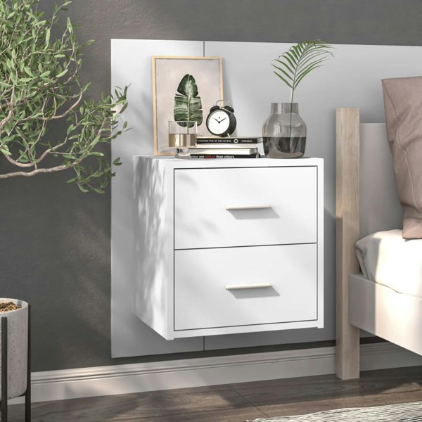 Berkfield Wall-mounted Bedside Cabinet High Gloss White