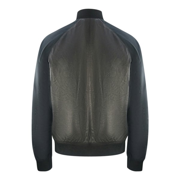 Emporio Armani Contrast Arms Black Leather Jacket - Nova Clothing