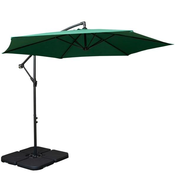 Samuel Alexander 3m Cantilever Banana Garden Parasol in Green with Crank Handle and Parasol Base Weights Included