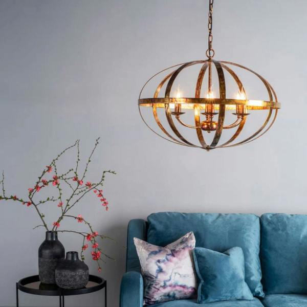 Pagazzi Lighting Inga 6 Light Petrol Copper Pendant Ceiling Light