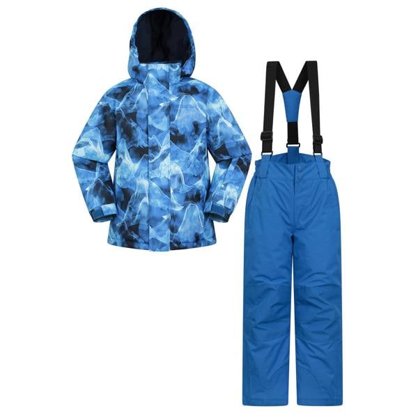Mountain Warehouse Kids Wave Pattern Ski Jacket & Trousers - Blue