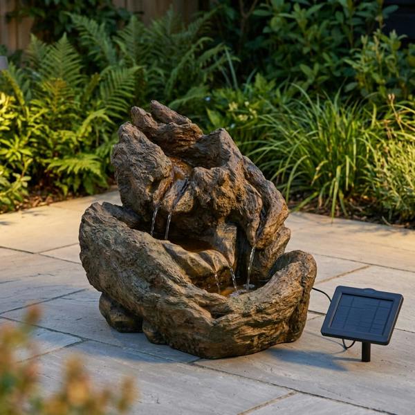 Garden Greatness Wychwood Falls Rustic Log Garden Water Feature