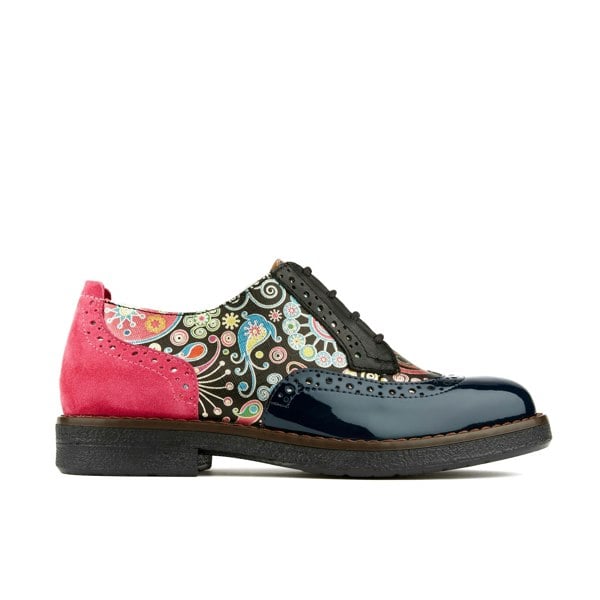 Embassy London The Artist - Navy Pink - Womens leather shoe with wingtip and brogue design detail