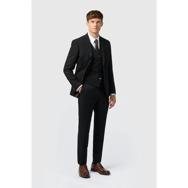 Antique Rogue Slim Fit Black Texture Stretch Jacket