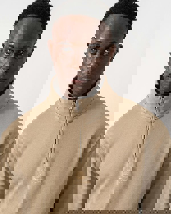 Aquascutum Mens Centered Logo 1/4 Zip Fleece - Khaki 38