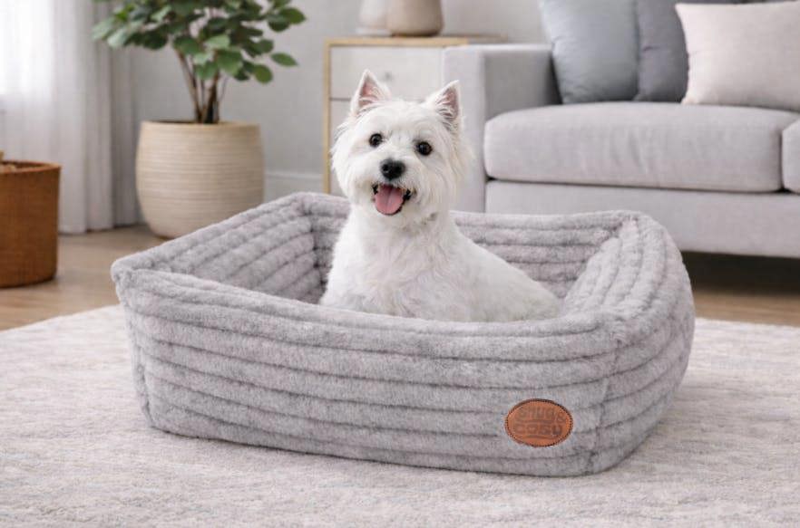 Alaska Orthopaedic Dog Bed - Faux Fur & Memory Foam UK Made - Dog Beds for dogs Snug and Cosy Pets