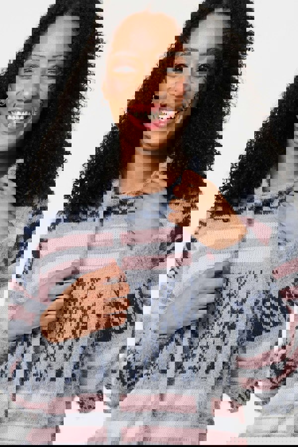 Grey | Ikat Print Relaxed Hooded Sweatshirt
