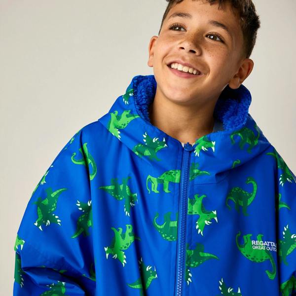 Regatta Childrens/Kids Dinosaur All-Over Print Changing Robe - Olympian Blue - 