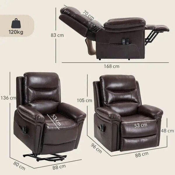 Riser Recliner Chair with Massage and Heat, Electric Lift Recliner Armchair for Elderly with Spring Cushion, Brown