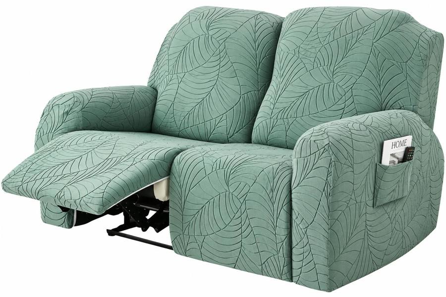ATEK 6 Piece Stretch Recliner Sofa Cover 2 Seater Slipcover Bean Green
