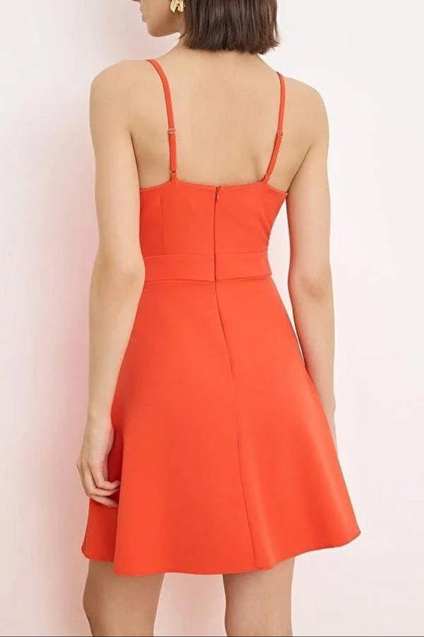 WOVCOR Thin Strap Mini Stretch Woven Dress