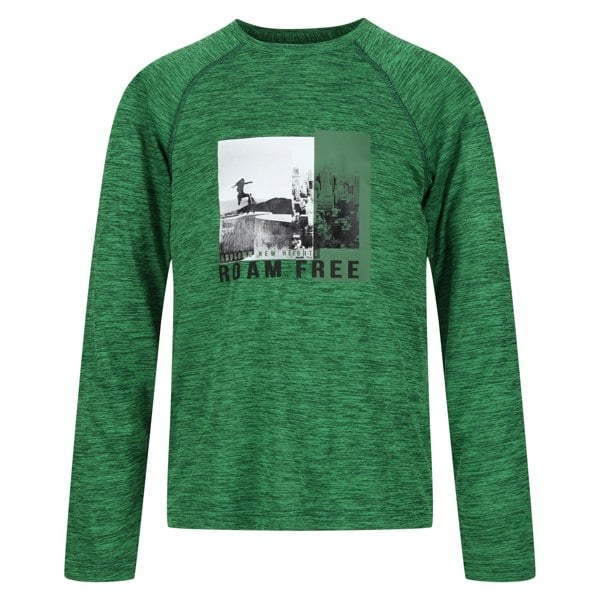 Regatta Childrens/Kids Burnlee Roam Free Graphic Print Marl T-Shirt - Field Green