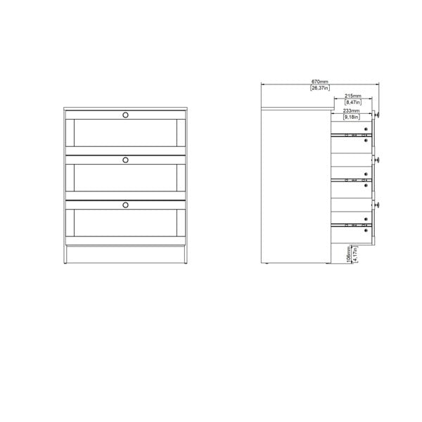 Furniture To Go Brande Chest with 3 Frame Drawers in Jackson Hickory