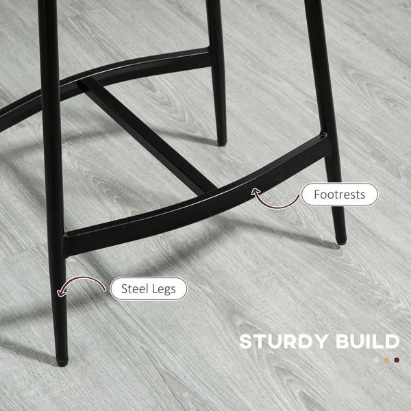 Grey bar stool with black steel frame and cross footrest