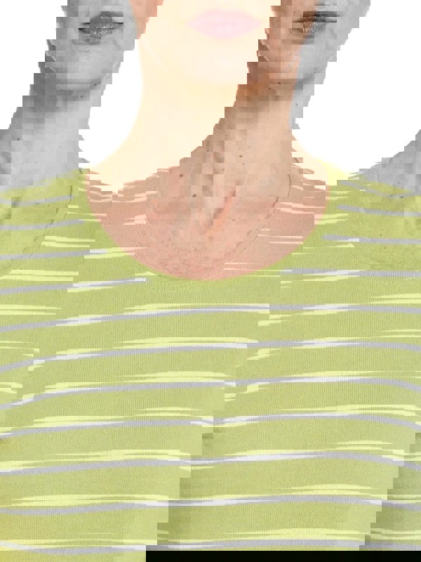 PennyPlain Scoop Neck Striped Top Top - Kiwi