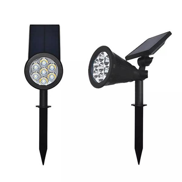ENER-J Pack of 4 LED Solar Spotlights, 7W Solar Spike Garden Light,1800 mAh battery, 5.5V 1.5W Solar Panel, IP44, RGB