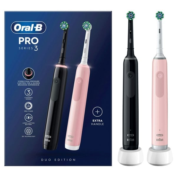 Oral-B Pro Series 3 Electric Toothbrushes - Black & Pink