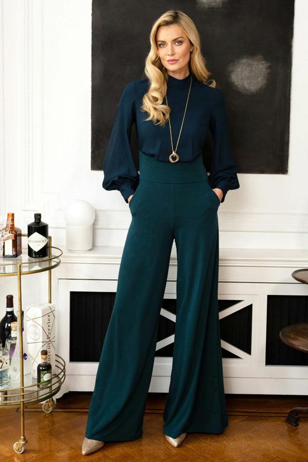 HotSquash Wide Leg Jumpsuit with Blouson Sleeve
