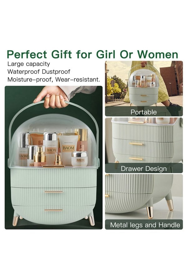 Living and Home Cosmetic Organizer Skincare Display Box With 2 Layers Of Storage Boxes And Transparent Lid