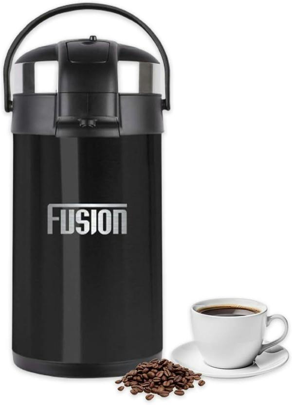 Fusion Food Care Airpot Flask 3L Double Wall Insulated Thermal Coffee Carafe with Pump Action & 360° Rotating Base