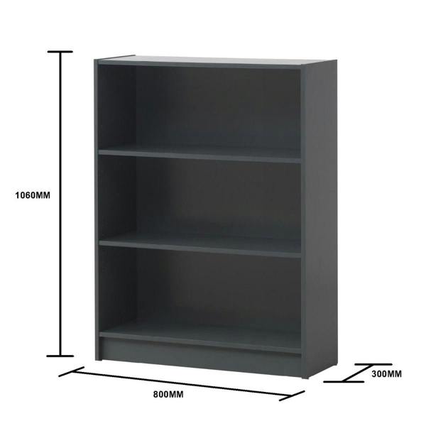 Timber Art Design 3 Tier Bookcase Wide Display Shelving Storage Unit Wood Furniture