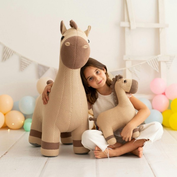 CROCHETTS Set of 2 cotton horse plush toys (Large + Mini) PLTY07LTM18_M