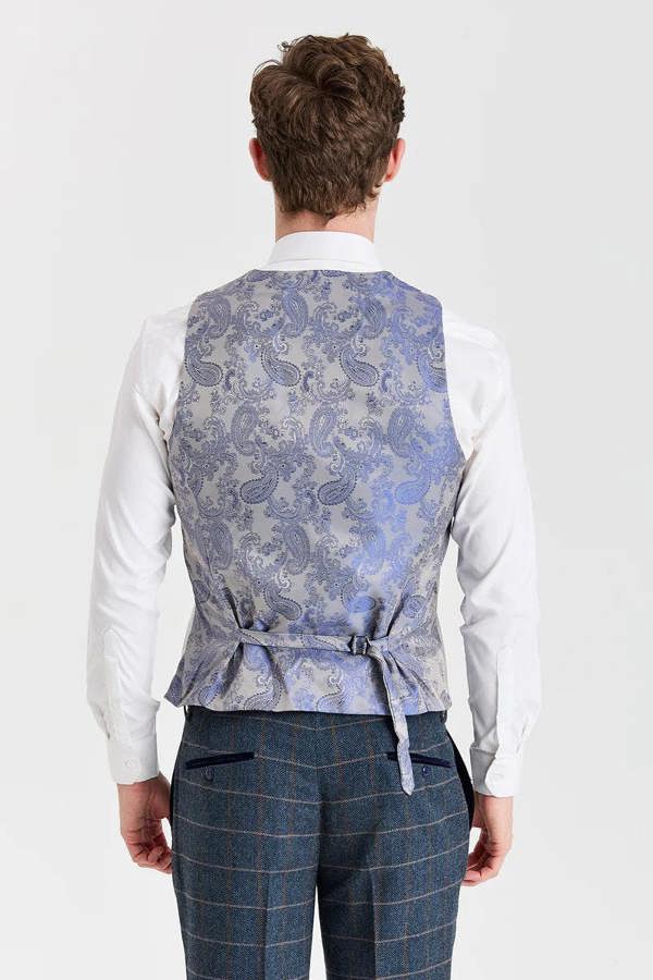 Paul Andrew Harris Navy Tweed Suit with Belmont Silver Waistcoat