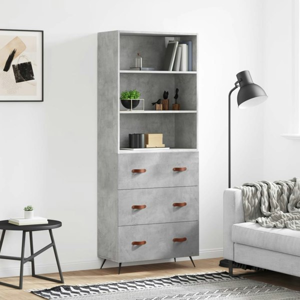 Berkfield Highboard Concrete Grey 69.5x34x180 cm Engineered Wood