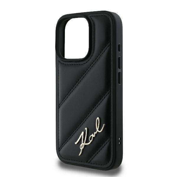 Karl Lagerfeld Quilted Signature Case for iPhone 16 Pro 6.3" Black - KLHCP16LPQDSMGK