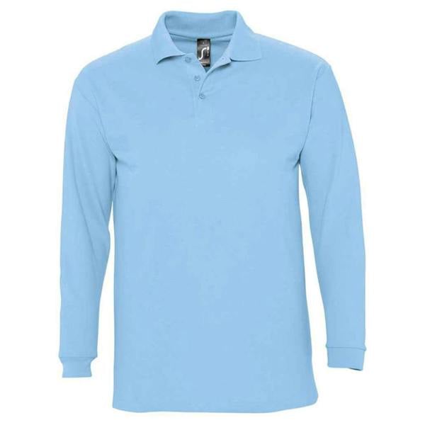 SOLS Unisex Adult Winter II Long-Sleeved Polo Shirt - Sky Blue
