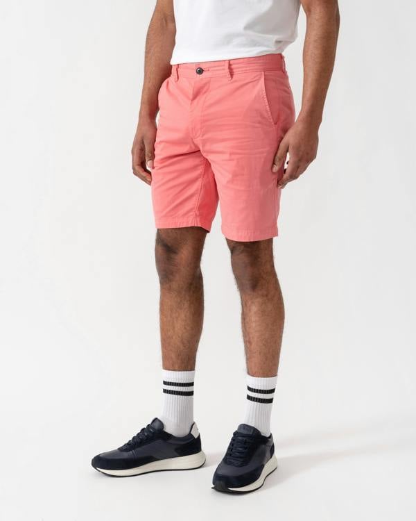 BOSS Orange Mens Slim Fit Chino Shorts in Stretch Cotton Twill - Light/Pastel Red 632