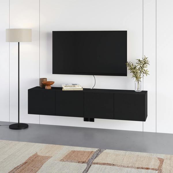 Decortie Daroca Floating Wall-Mounted TV Unit up to 65-Inch TVs 180cm(W) Soft-Close 4 Doors TV Cabinet for Living Room