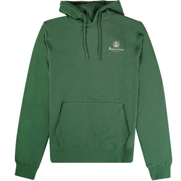Aquascutum Mens Active Small Logo Hoodie - Bottle Green