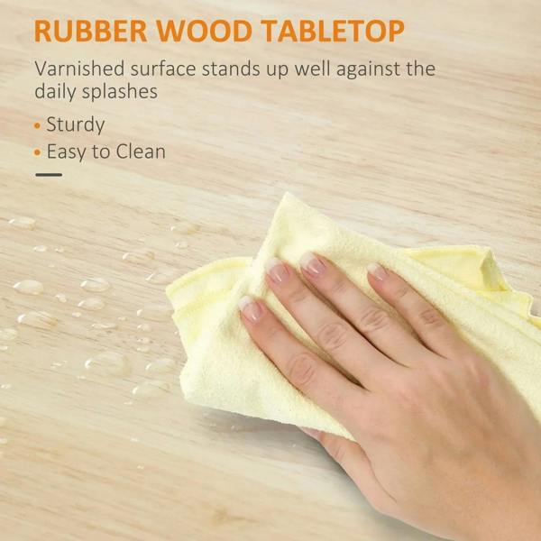 Light wood rubber tabletop on a grey kitchen trolley cart