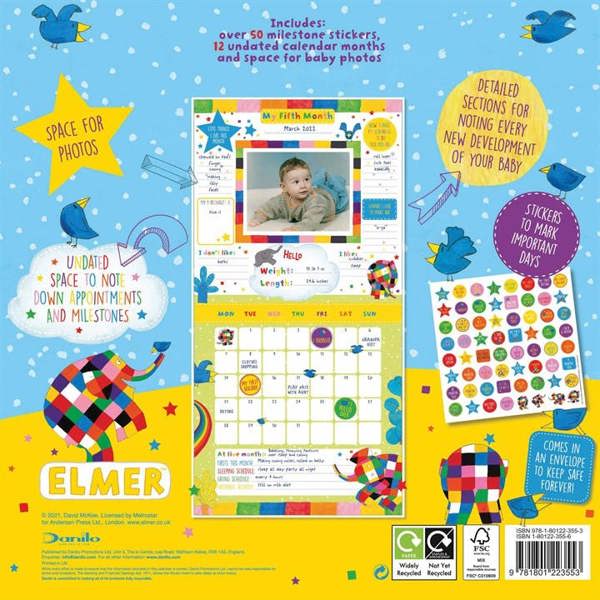 Elmer the Elephant Baby's First Year Calendar, Perpetual Calendars and Diaries, Month To View, History & Literature, Gift