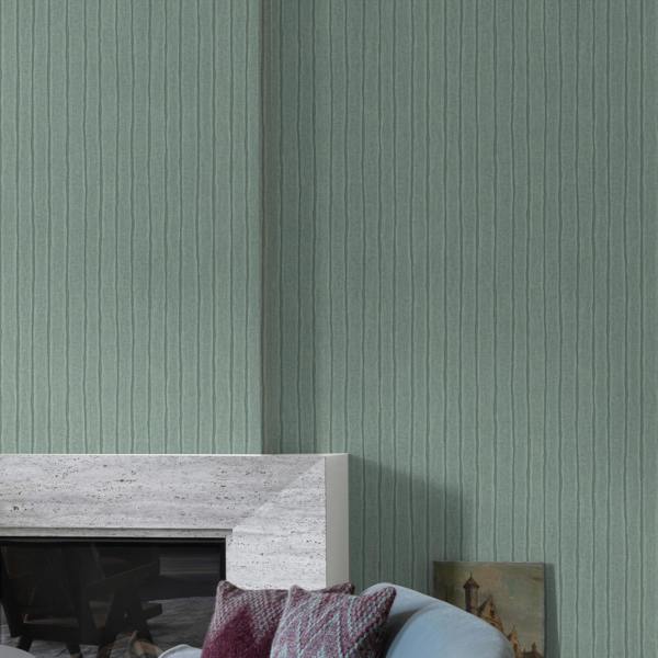 Grandeco Boutique Kalema Fabric Stripe Luxury Weight Embossed Wallpaper, Aqua Teal