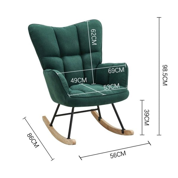 3ft Patchwork Upholstered Rocking Chair with Wooden Skates Rocking Chairs Living and Home