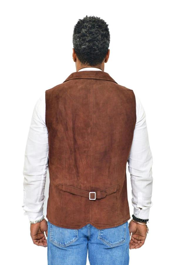 Infinity Leather Mens Classic Smooth Goat Suede Leather Waistcoat-Exeter