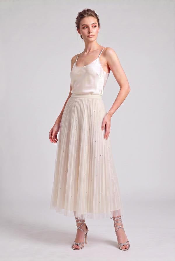James Lakeland Tulle Swarovski Skirt Cream