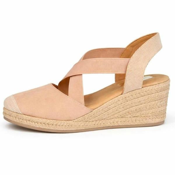 Savannah Ladies Savannah Comfort Cross Strap Espadrille Wedge Sandals F2314