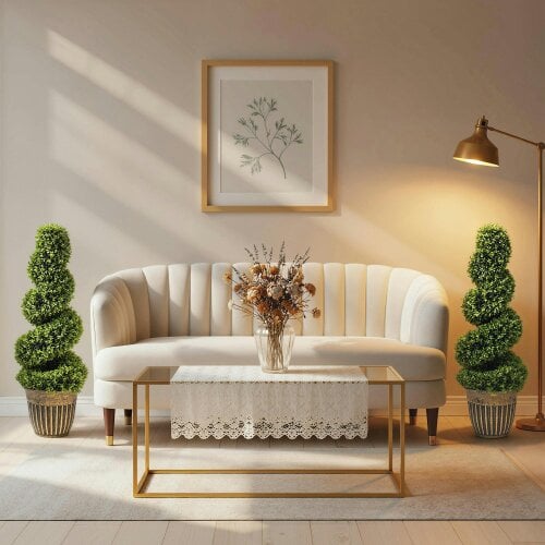 Wyld Haus Faha Set Of 2 Artificial Spiral Boxwood Topiary Trees In Pots 90cm