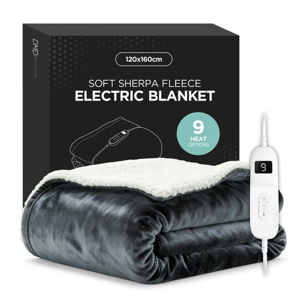 DMD Collective Heated Electric Blanket - Sherpa Fleece, Auto-Off, 9 Heat Levels
