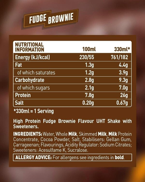 Grenade Fudge Brownie High Protein Shake, 8 x 330 ml