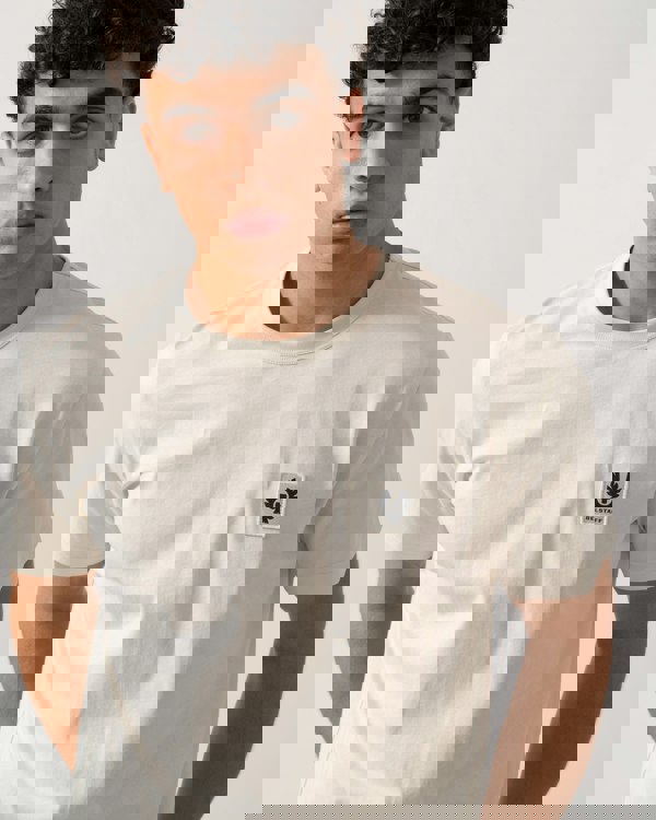 Belstaff Short Sleeved Mens Logo Patch T-Shirt - Silver Birch